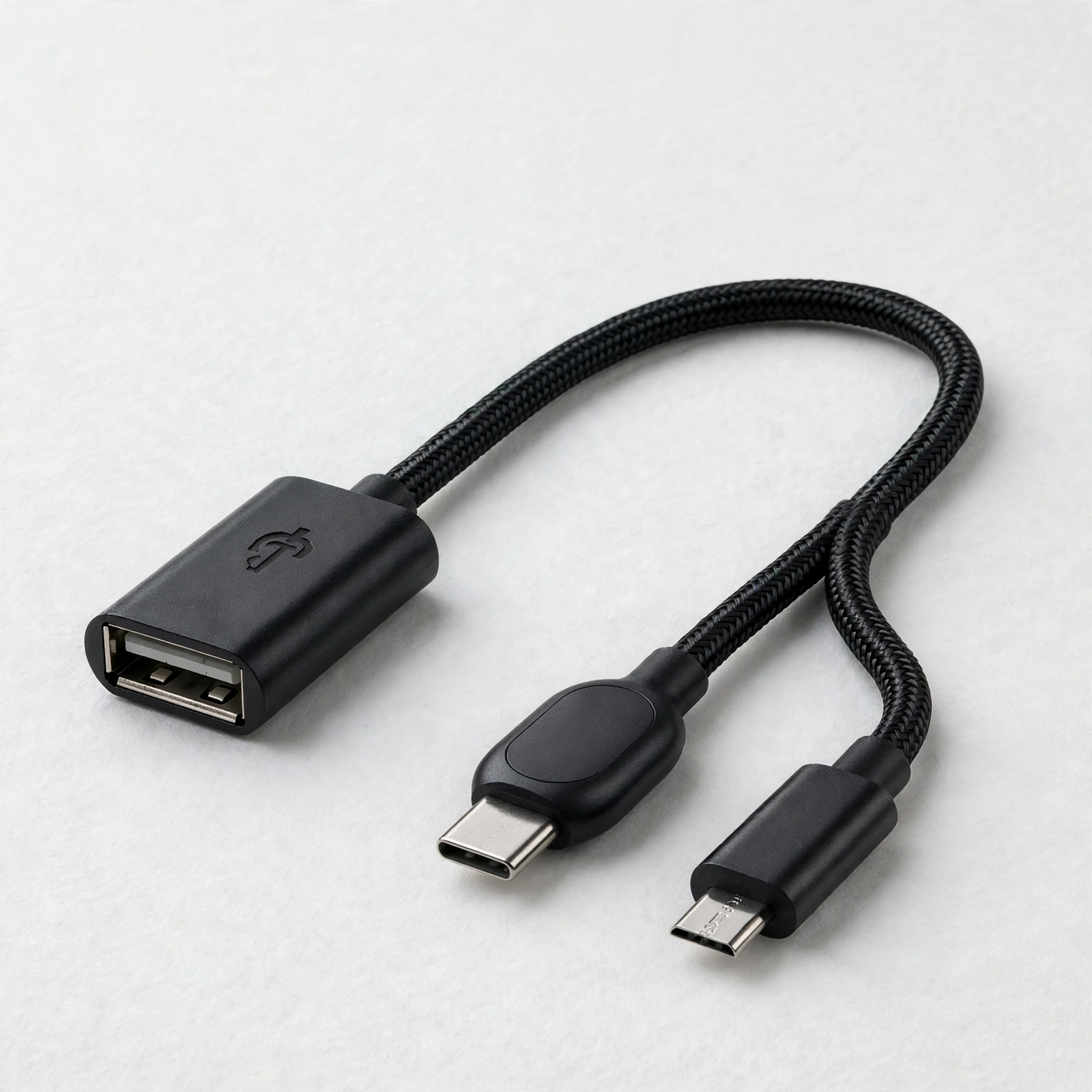 2-in-1 OTG Adapter Cable — Type-C + Micro USB to USB Female