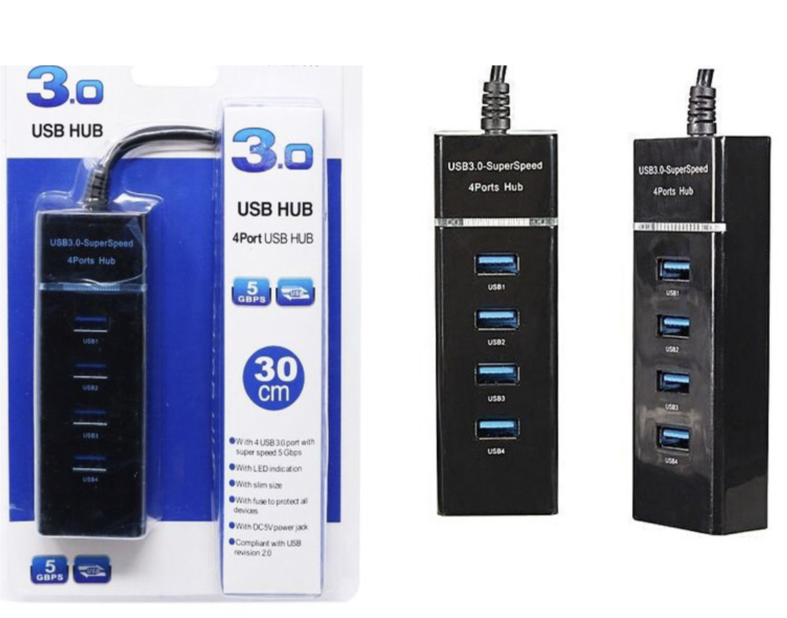 4-port USB 3.0 hub with a 30 cm cable