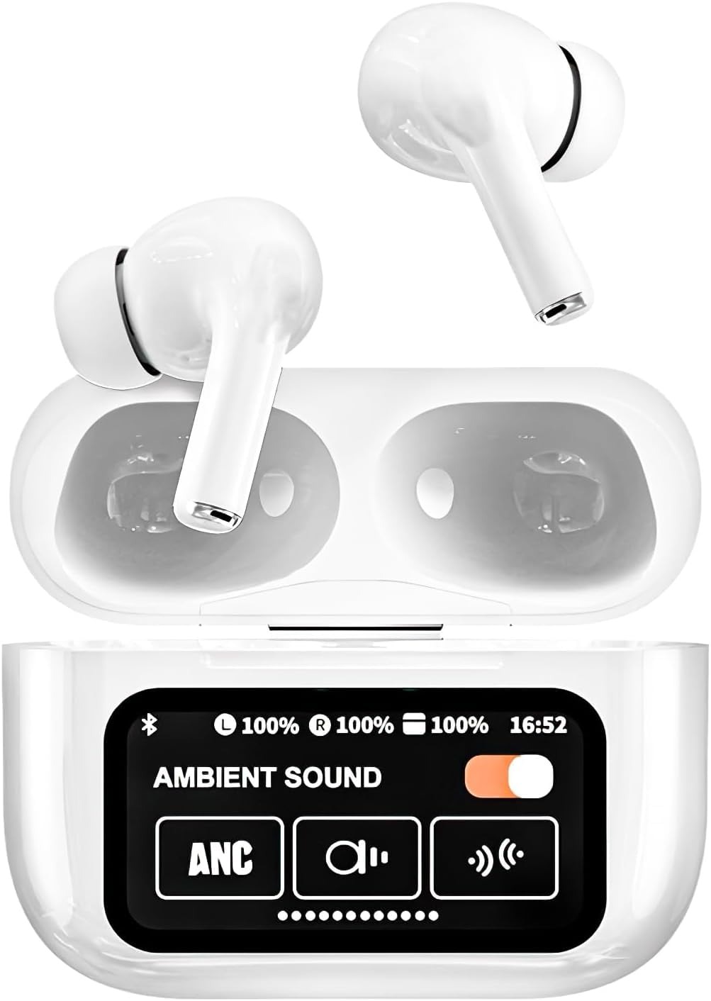 A.T-Original ANC/ENC Touch Display Earbuds (White)