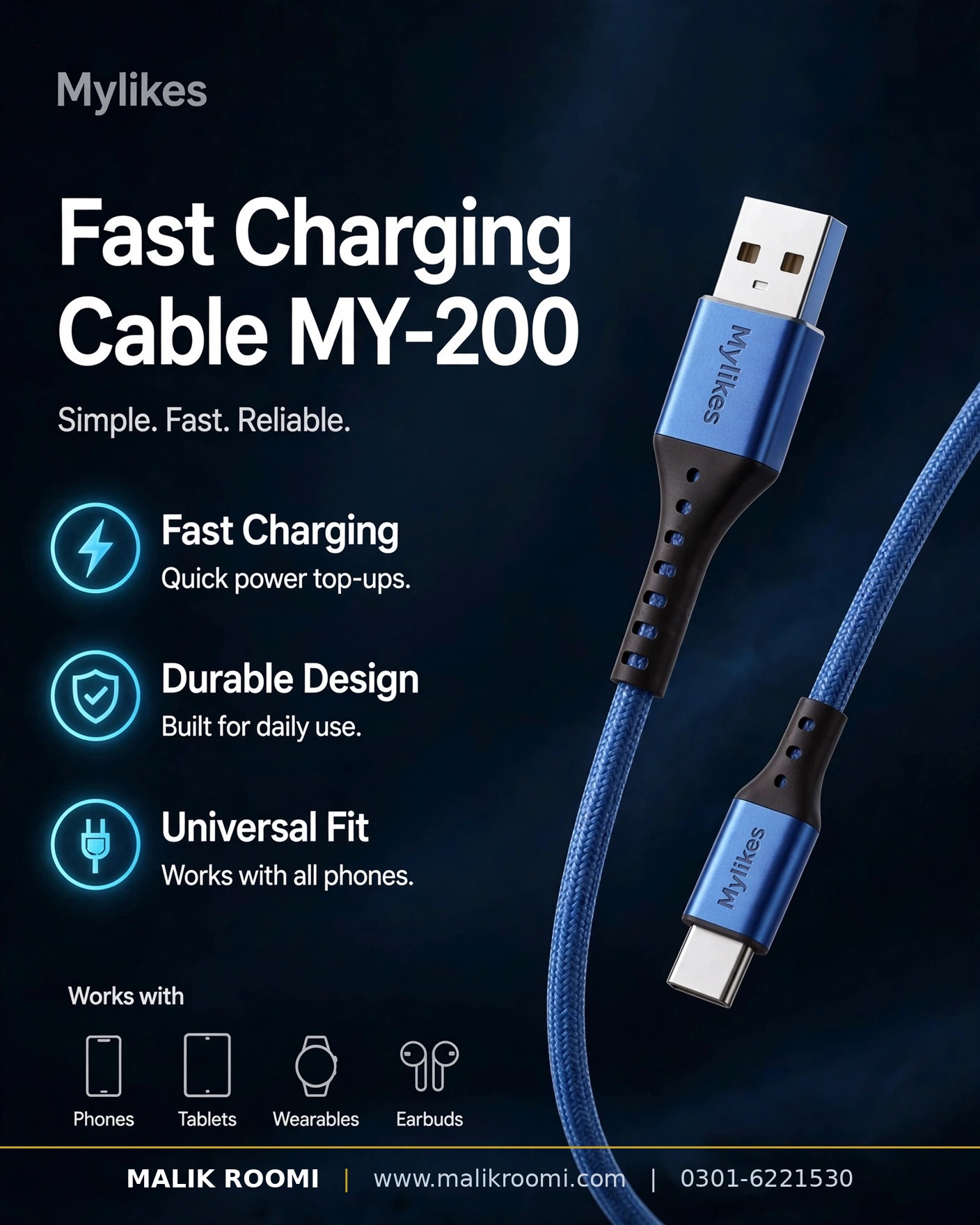 Mylikes MY-200 USB to Type-C 3A Cable