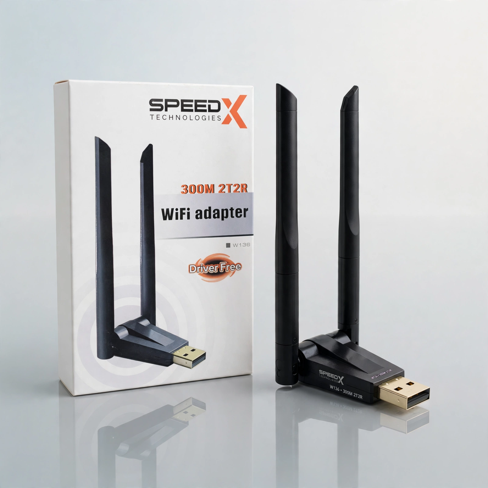 SpeedX W136 300M 2T2R USB WiFi Adapter (Driver Free)