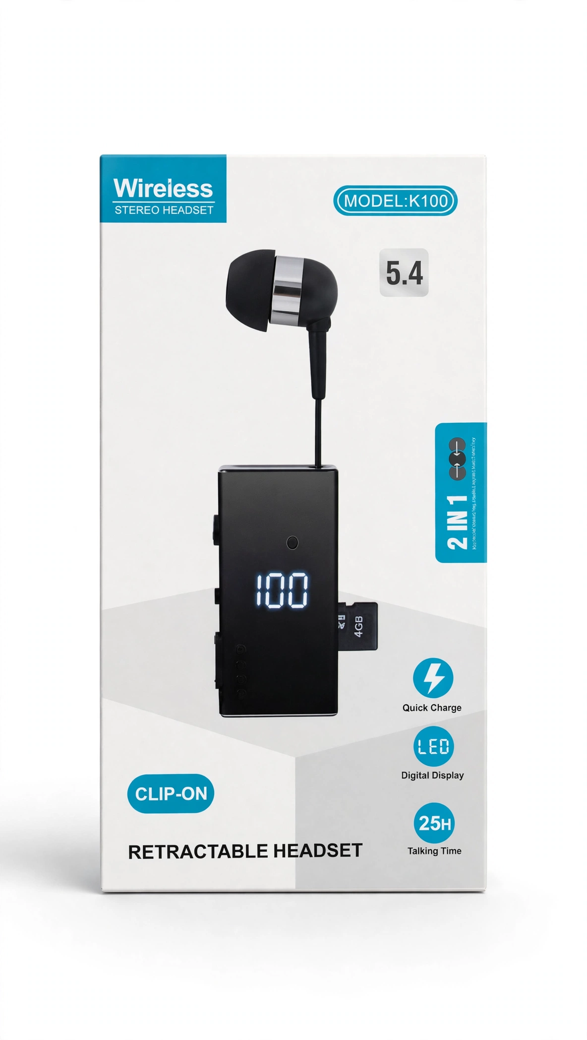 Thumbnail 2 of Wireless K100 Clip-On Retractable Bluetooth Headset